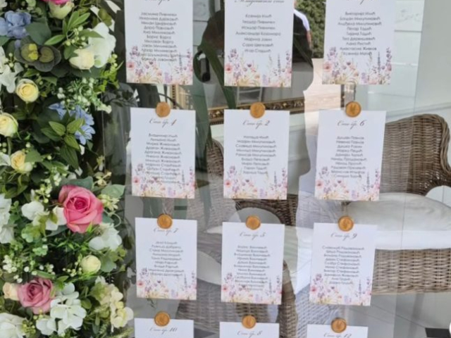 Tabla dobrodošlice za venčanje, spisak gostiju, raspored sedenja, Novi Sad Lipov gaj svadba