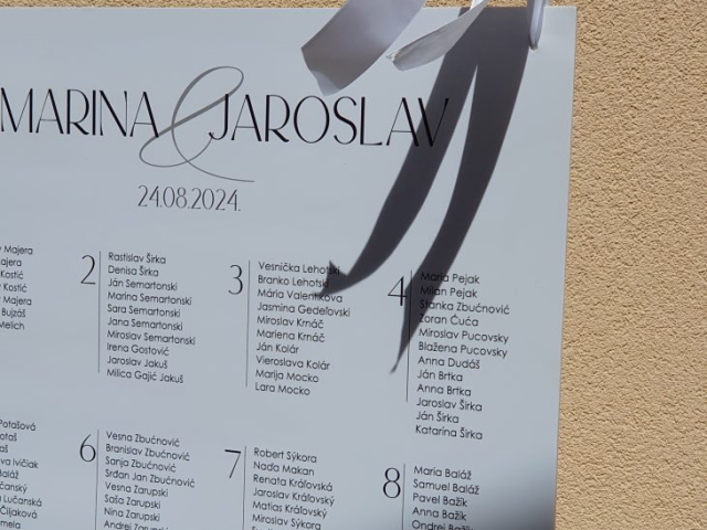Spisak gostiju, raspored sedenja za venčanje Novi Sad